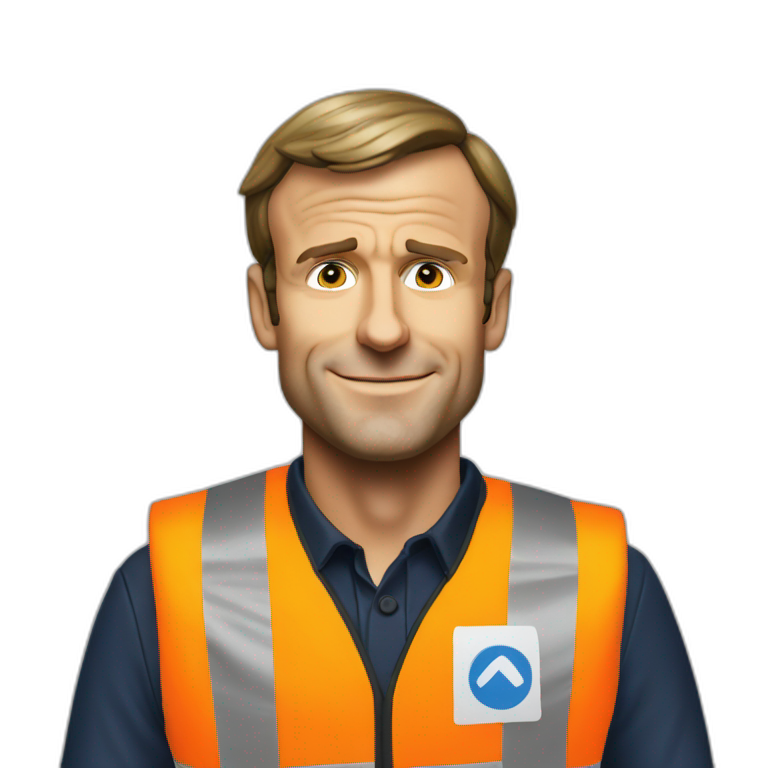 Emmanuel Macron wearing safety vest emoji
