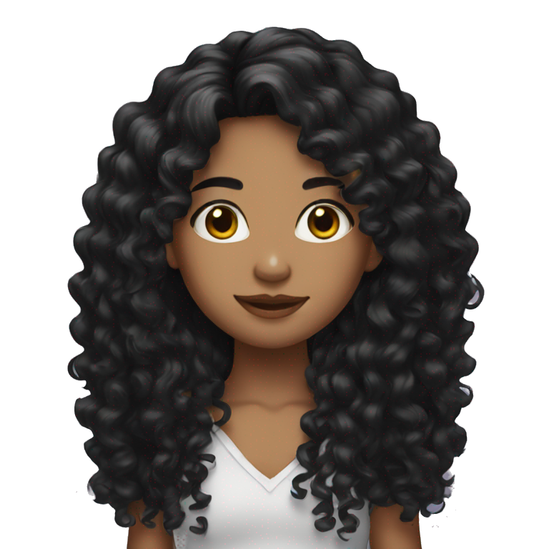 girl long black curly hair emoji
