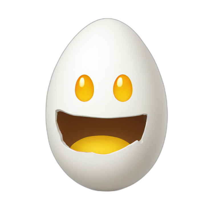 A white egg with mad face emoji