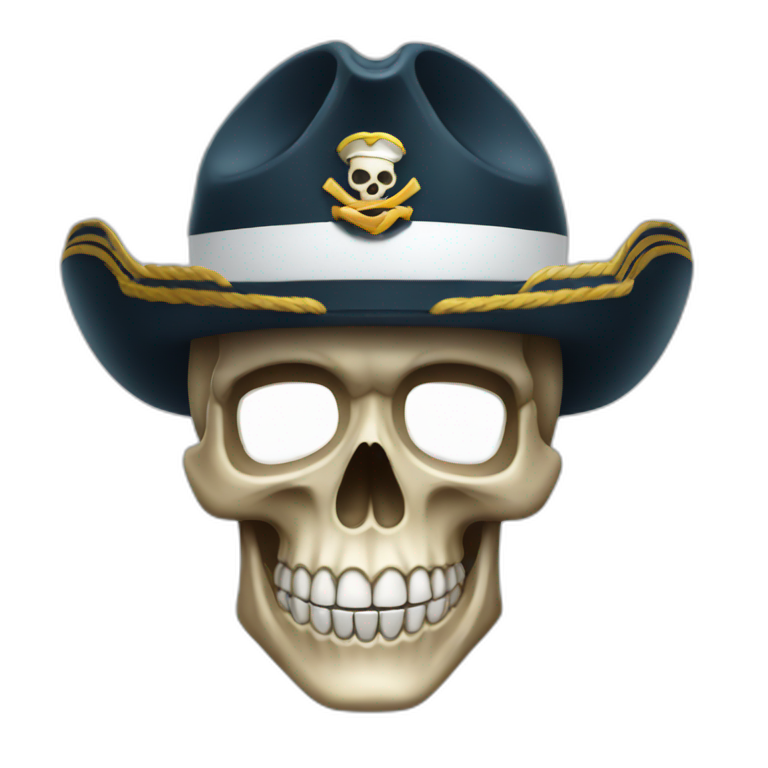 A skull emoji with a marine hat emoji