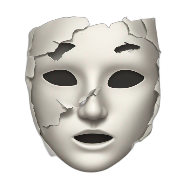 Torn mask superimposed on the face emoji