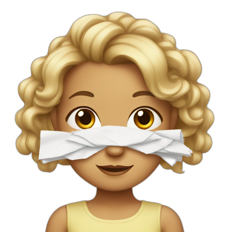 Little girl with napkins in her hair emoji