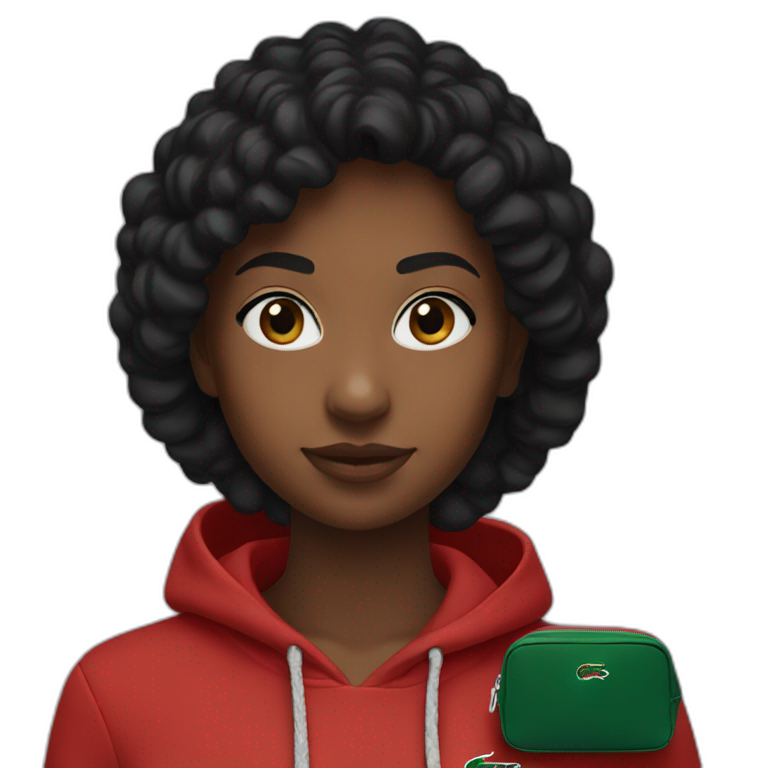 Lacoste bag black girl with black lacoste hoodie emoji