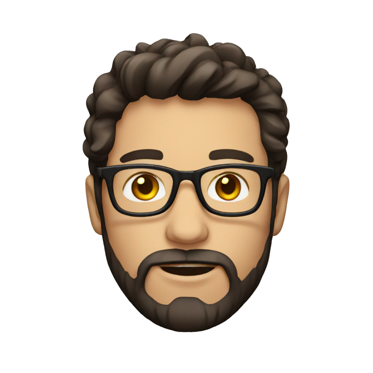 man with glasses and dark brown hair and beard emoji