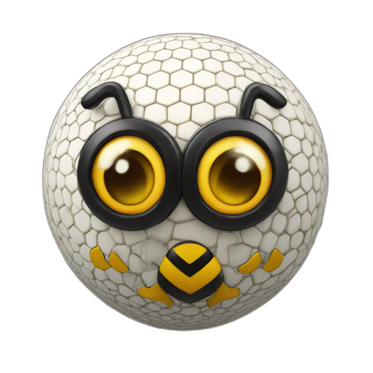 3d sphere with a cartoon Bee skin texture with Eye of Horus emoji