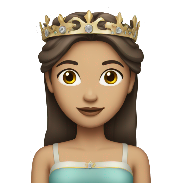 Light skin girl with long straight dark brown hair and crown emoji