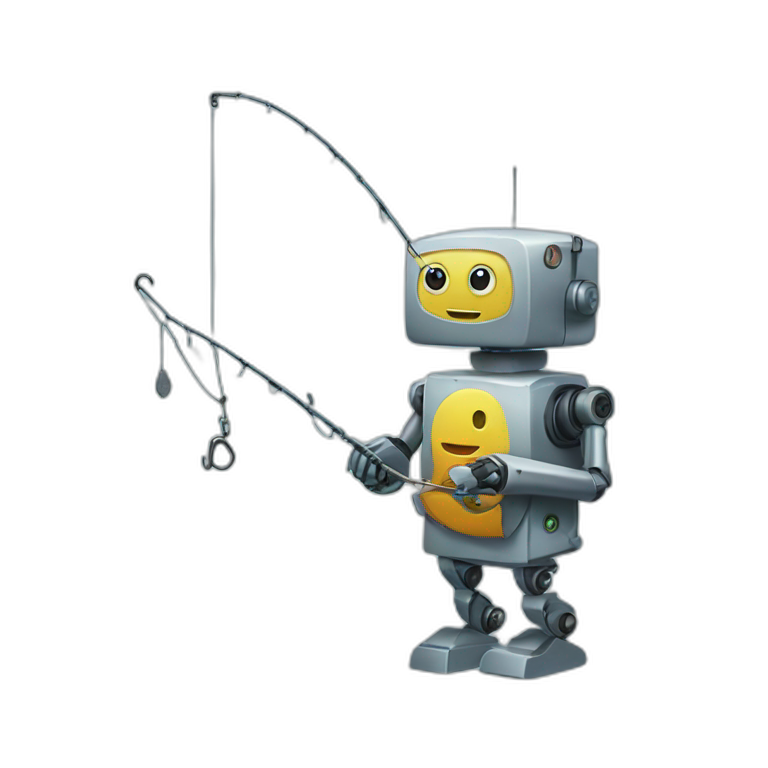Robot with fishing hook emoji