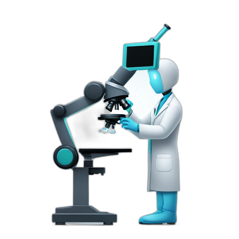 medical lab bot in white coat looking through microscope emoji