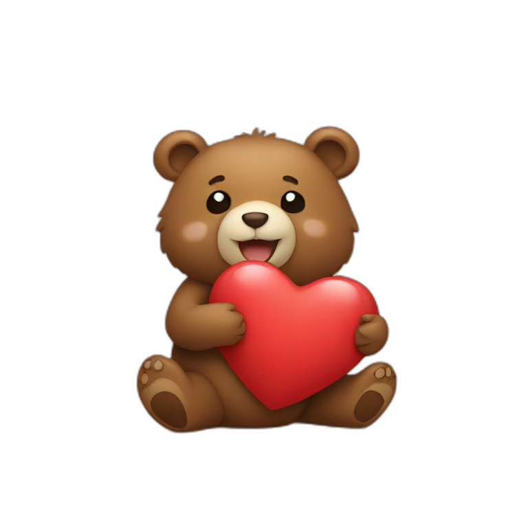 Bear holding heart emoji