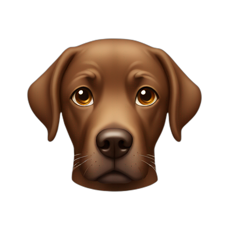 Brown lab, tired face, looking at you confused emoji