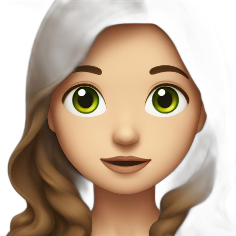 Cute Witch with long brown hair and green eye emoji