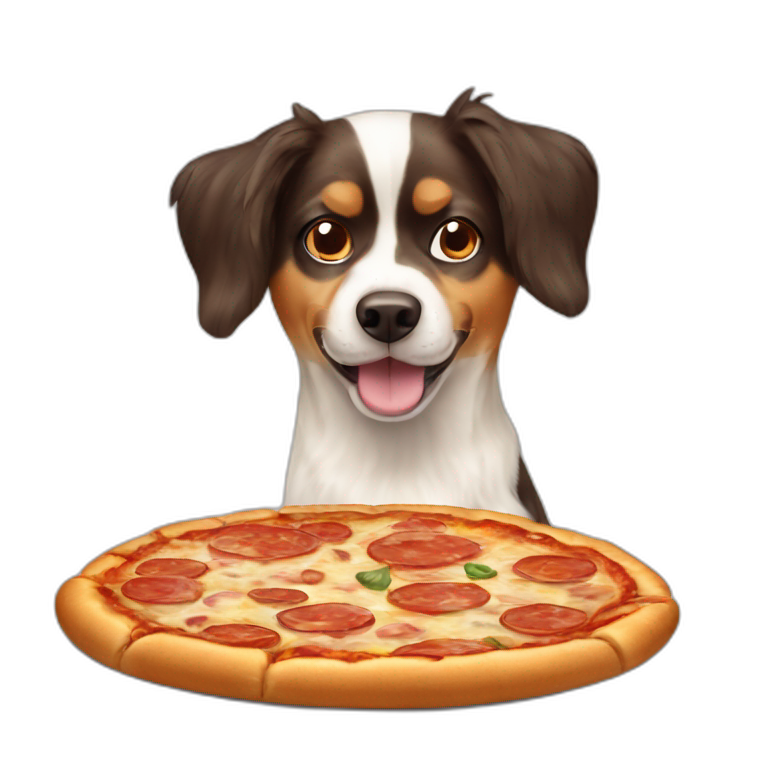 papilion dog with pizza emoji