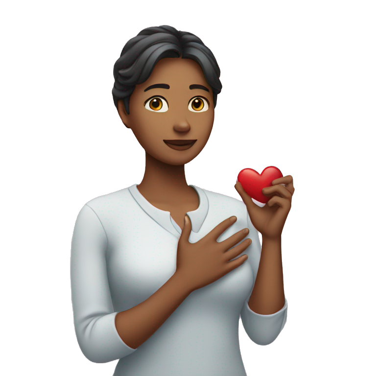 Woman with hand over her heart emoji