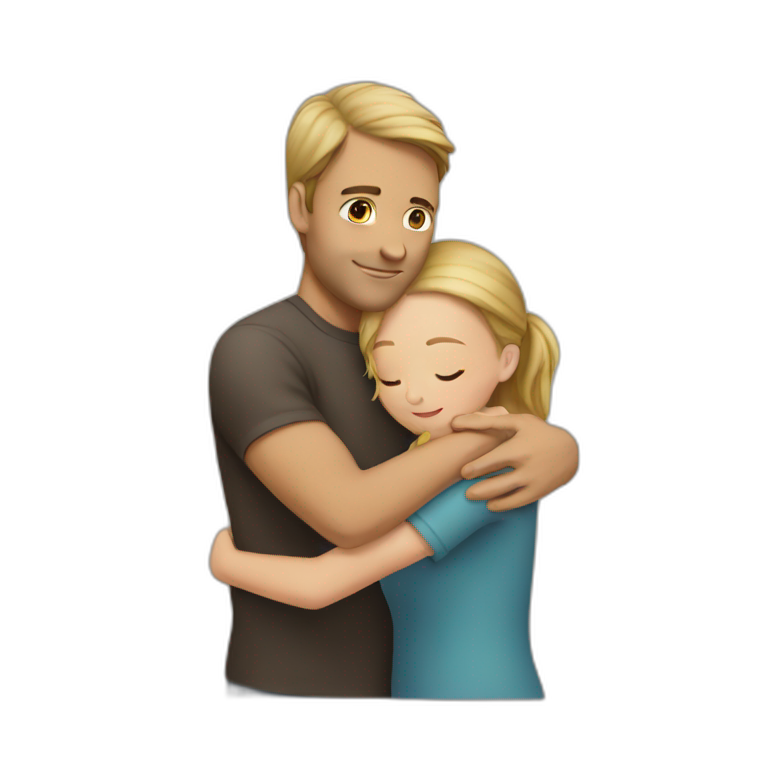 Man hugging girl emoji