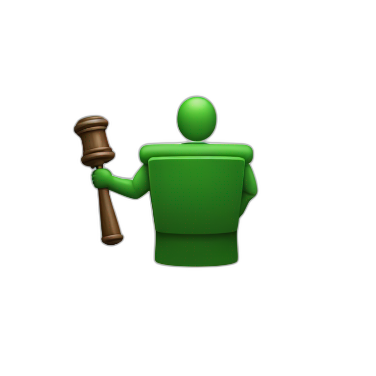 Green AI judge with hammer emoji