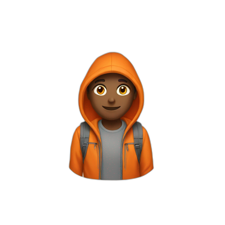 Hiker wear a orange hoodie emoji
