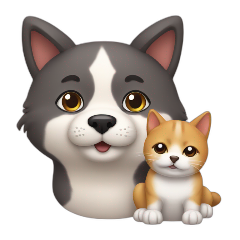 cat friends with dog shiba emoji