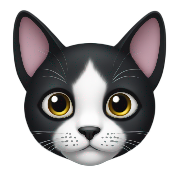 Big eyed black cat with white spot  emoji