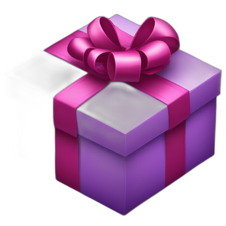 gift box(in purple color) for valentine's day. heart shaped stickers around the box emoji