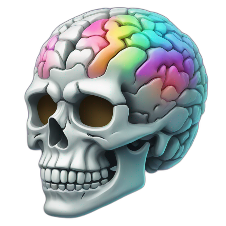 ultra prismatic brain skull emoji