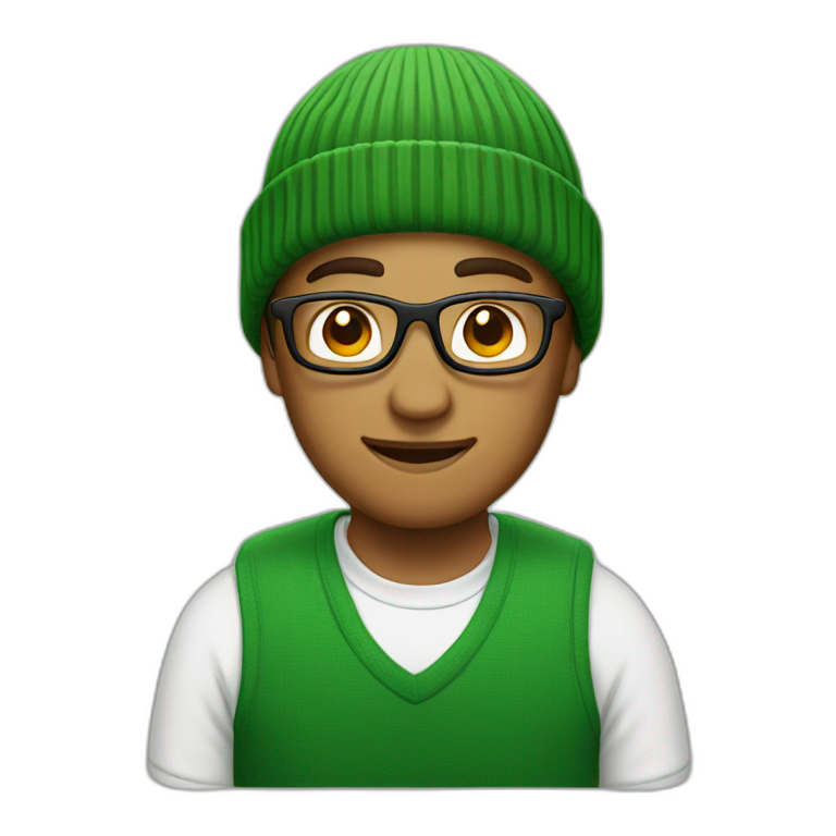 nerd wearing green beanie emoji