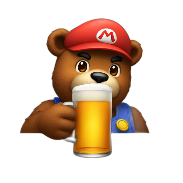 mario drinking bear  emoji