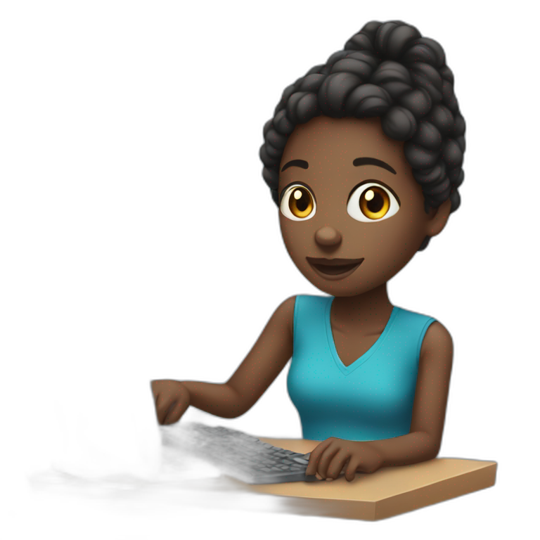 black girl with a computer emoji