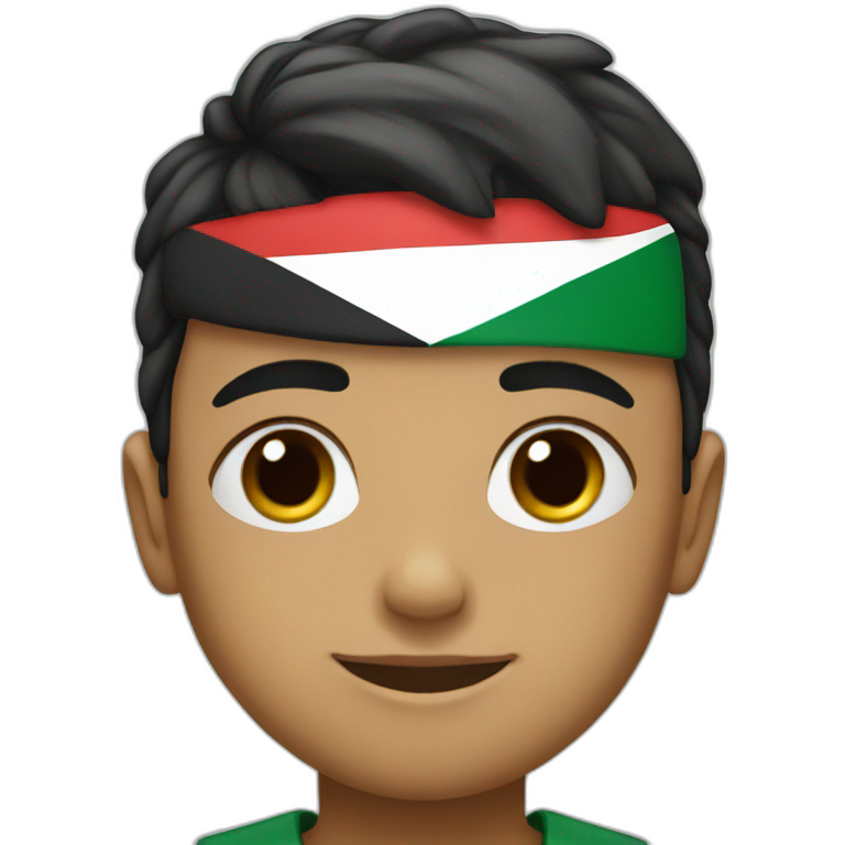 A little boy with Palestine flag emoji