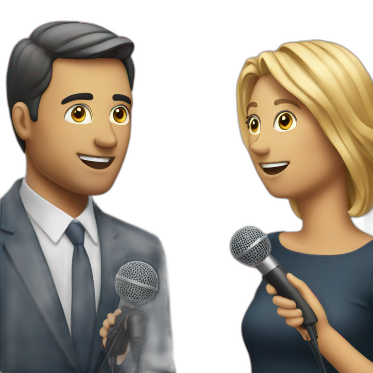 TWO PEOPLE interviewing WITH MICROPHONES emoji