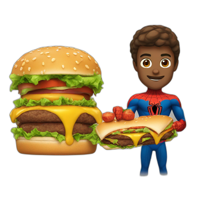 Spider-Man qui mange un hamburger emoji