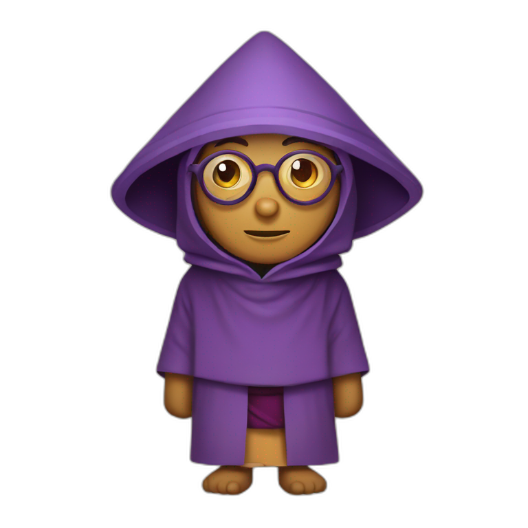 a purple bespectacled monk with a triangular hood style hat from ancient guatemala emoji