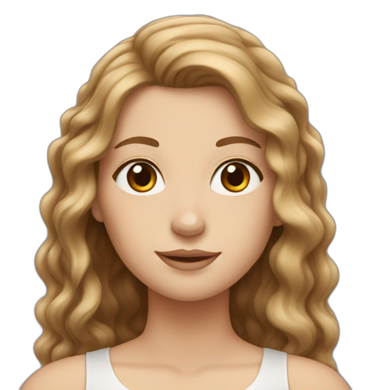 white Girl with brown long wave hair emoji