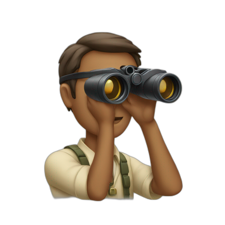 nerd using binoculars emoji