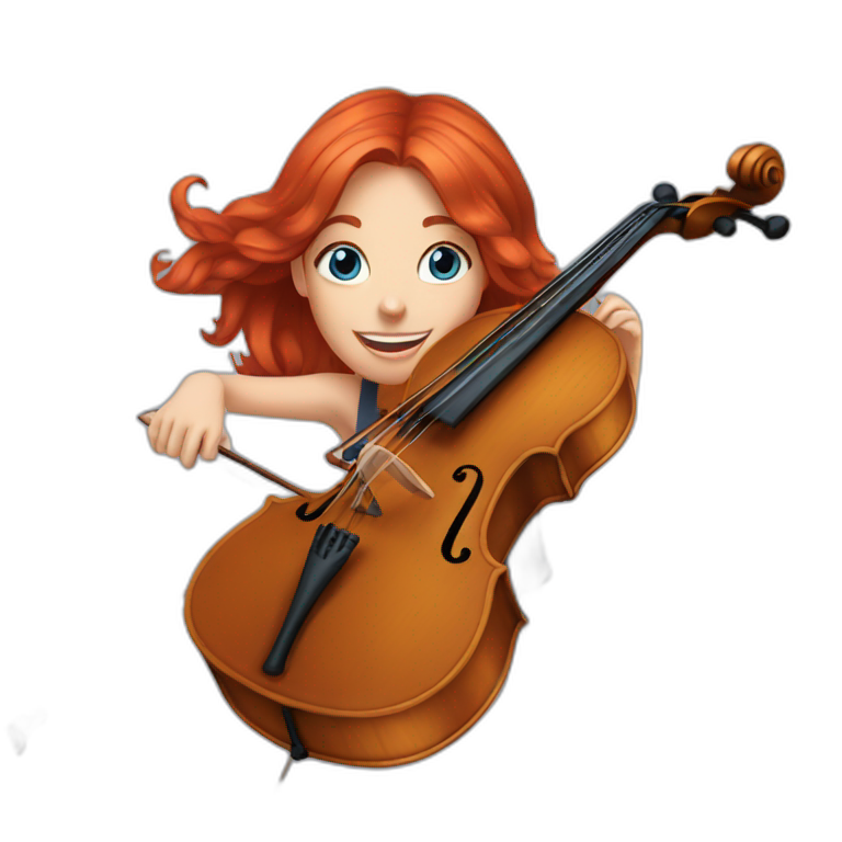 Girl cellist with red hair and blue eyes emoji