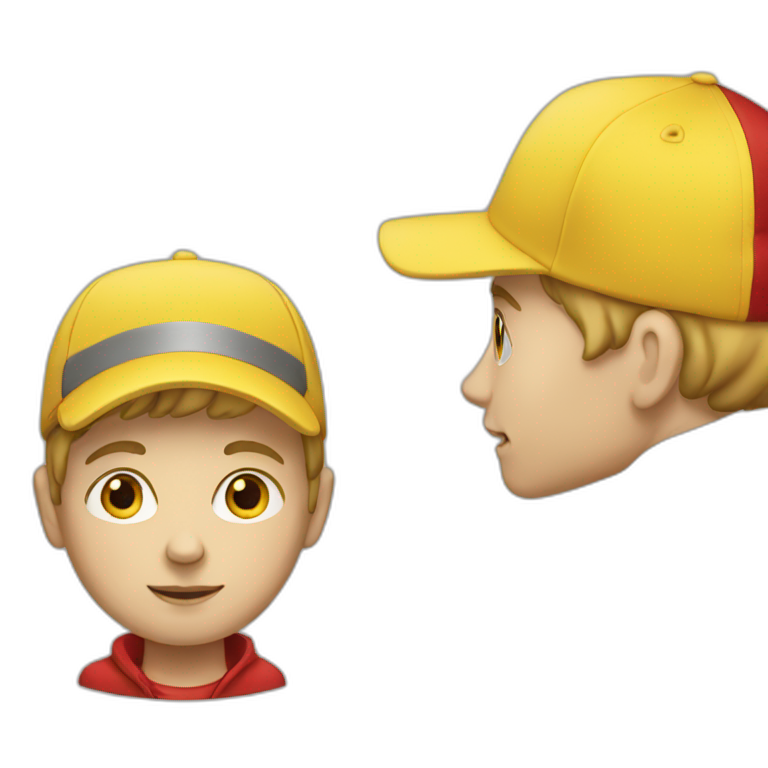 White boy wearing Yellow cap with red coat emoji