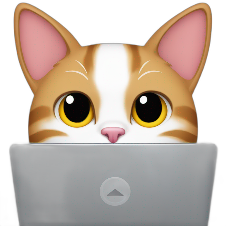 cat ears behind a computer emoji