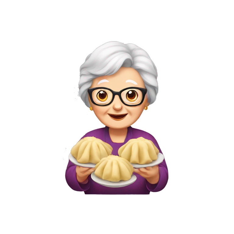 grandma with dumplings emoji