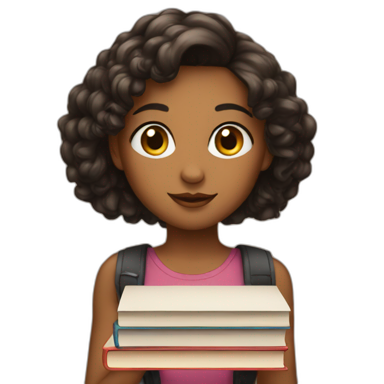 A beautiful girl with books emoji