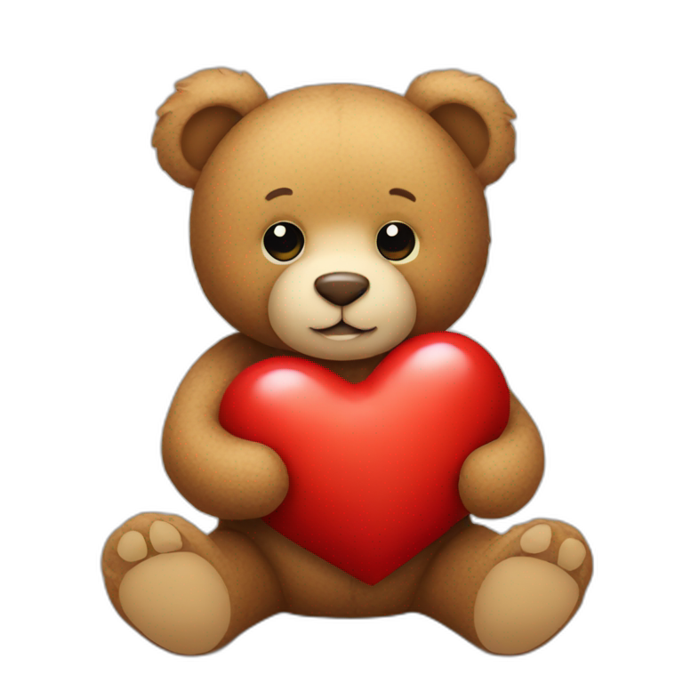 teddy bear holding a heart emoji