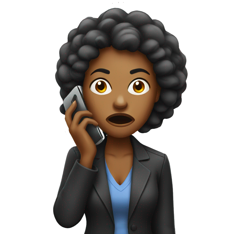 Black angry Woman talking on cell phone emoji