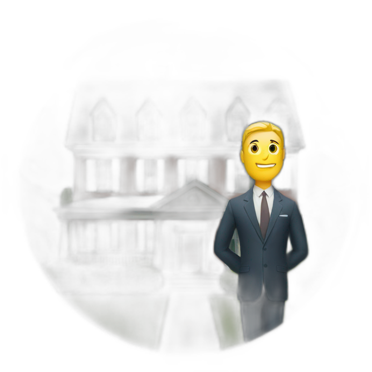 man in suit in front of house emoji