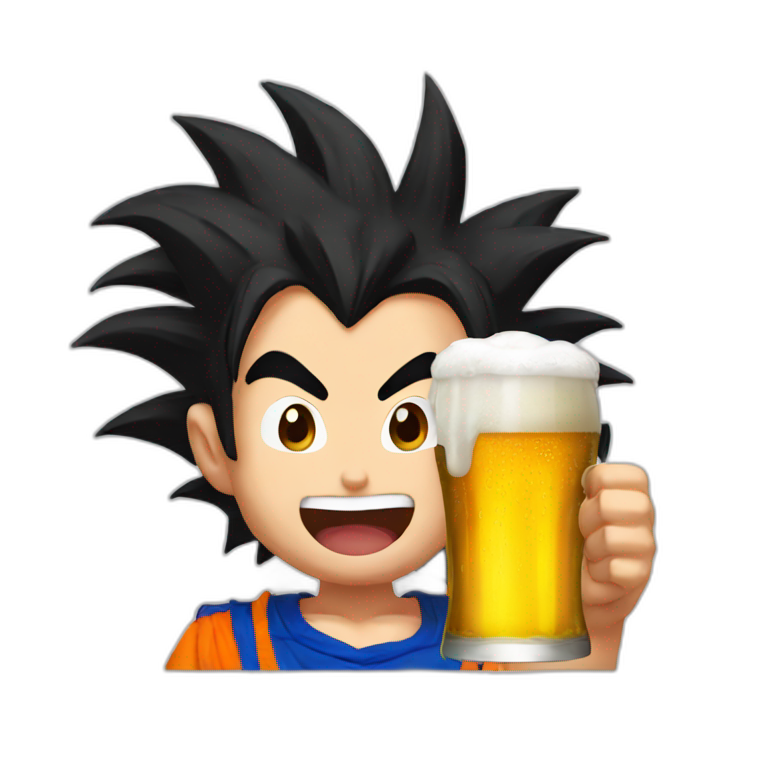 Goku cheer a beer emoji