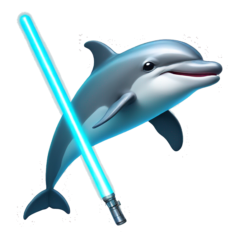 Dolphin with a lightsaber emoji