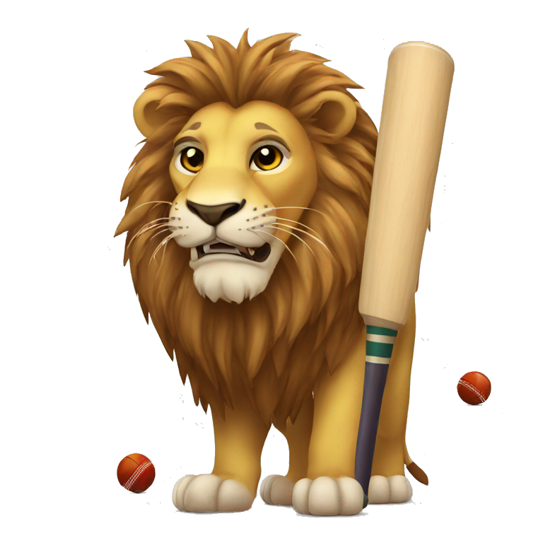 Lion with a cricket bat  emoji