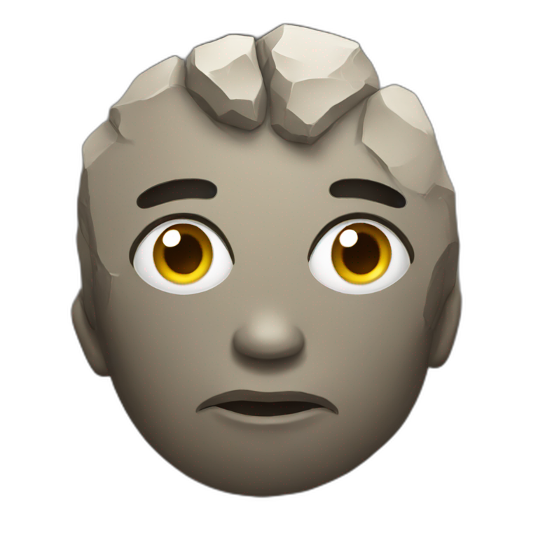 Rock with human face emoji