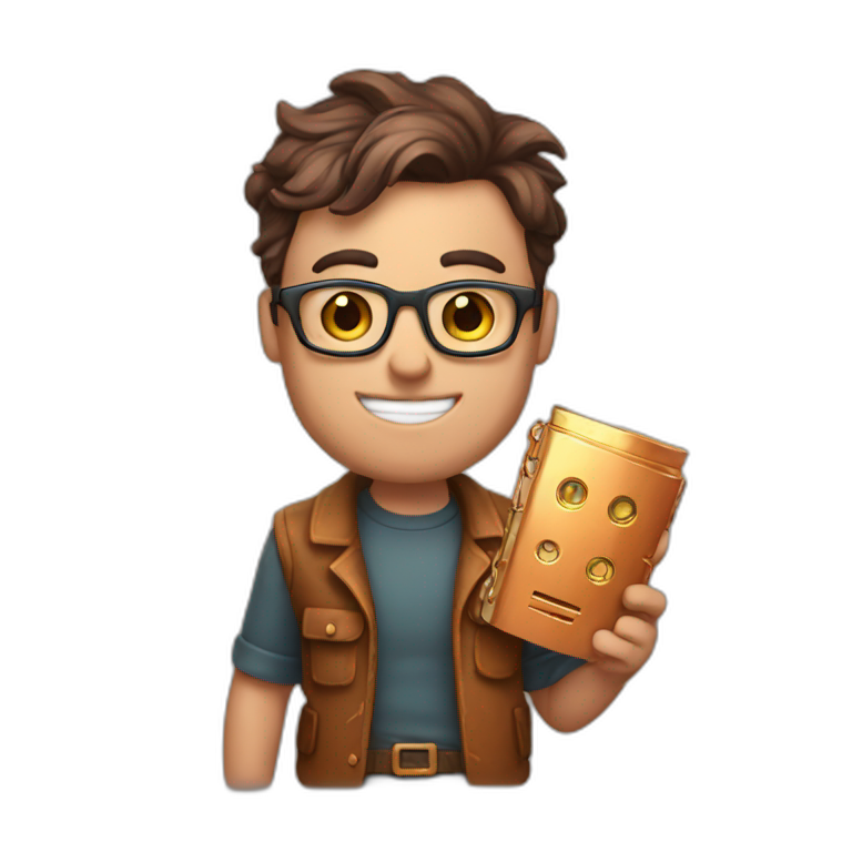 Nerd emoji holding copper emoji