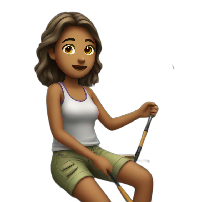 girl fishing on a boat emoji