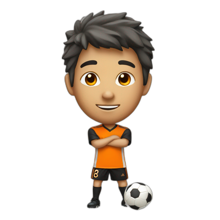 Petit loup footballeur en orange et noir emoji