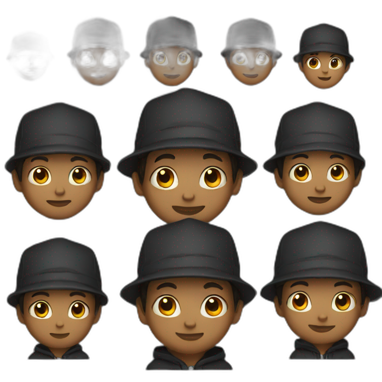 Boy with black hat and hoodie emoji