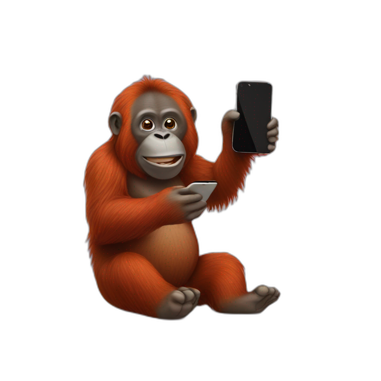 orangutan holding an Iphone emoji